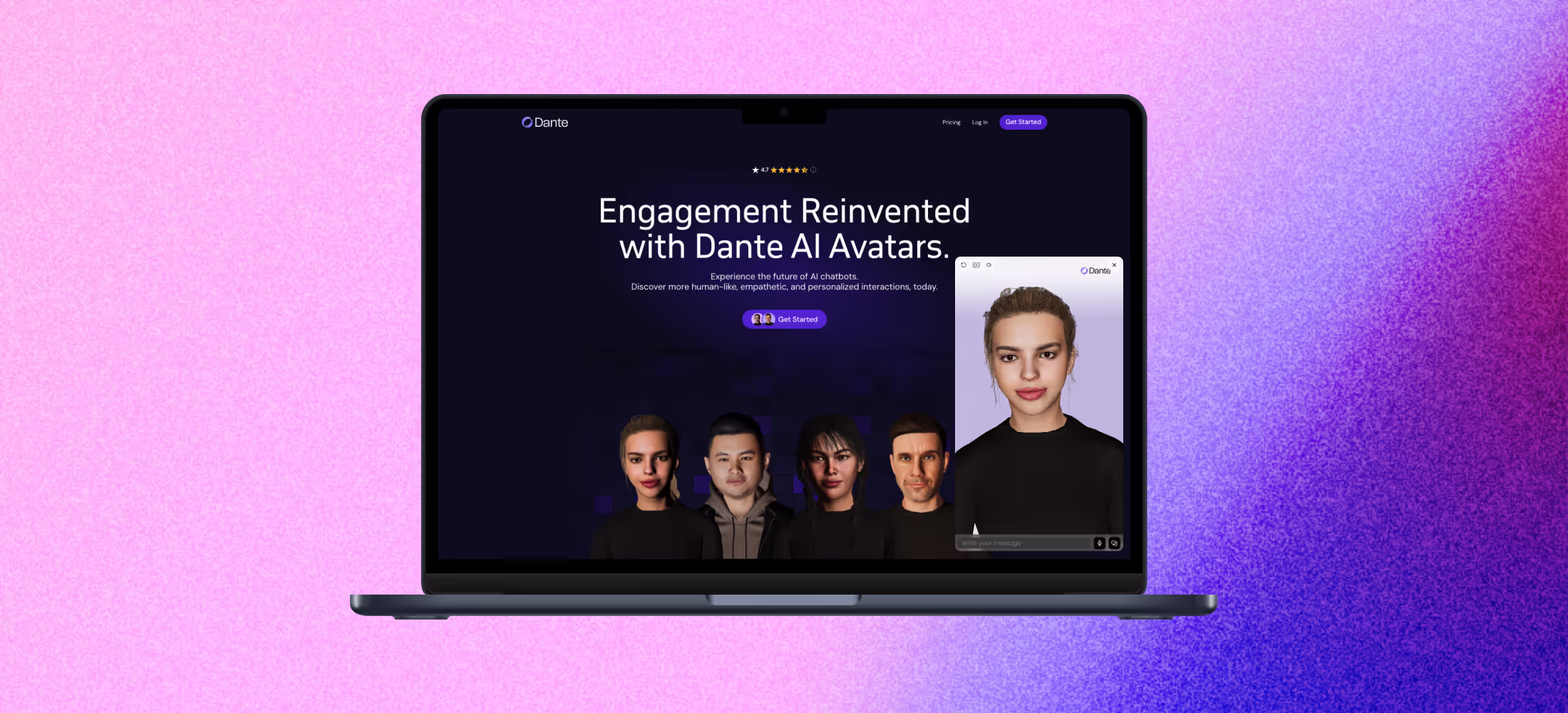 A female AI avatar with blonde hair on a customer service website